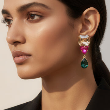 PRAO Anti-Tarnish Tri-Shape Dangle Earrings