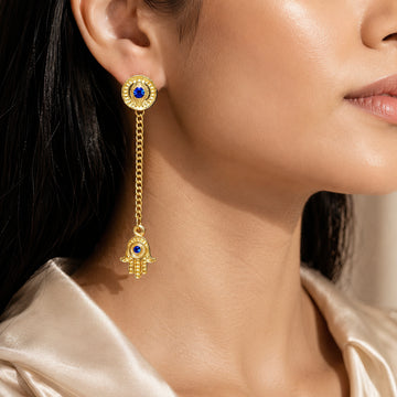 PRAO Earrings Anti-Tarnish Evil Eye Hamsa Drops
