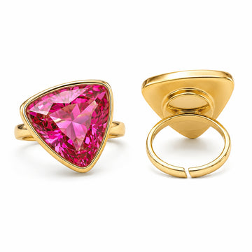 PRAO Ring Anti-Tarnish Ruby Red Trillion (Adjustable Size)