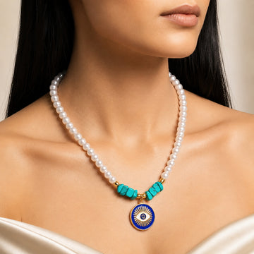 PRAO Necklace Anti-Tarnish Evil Eye Pearl