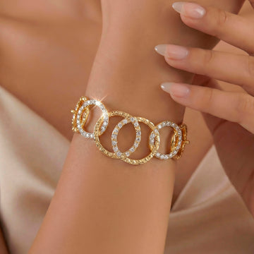 PRAO Bracelet Anti-Tarnish Inter-Linked Circles with AD (Adjustable Size)