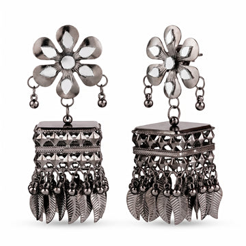 PRAO Earrings Anti-Tarnish Flower Jhumki Danglers