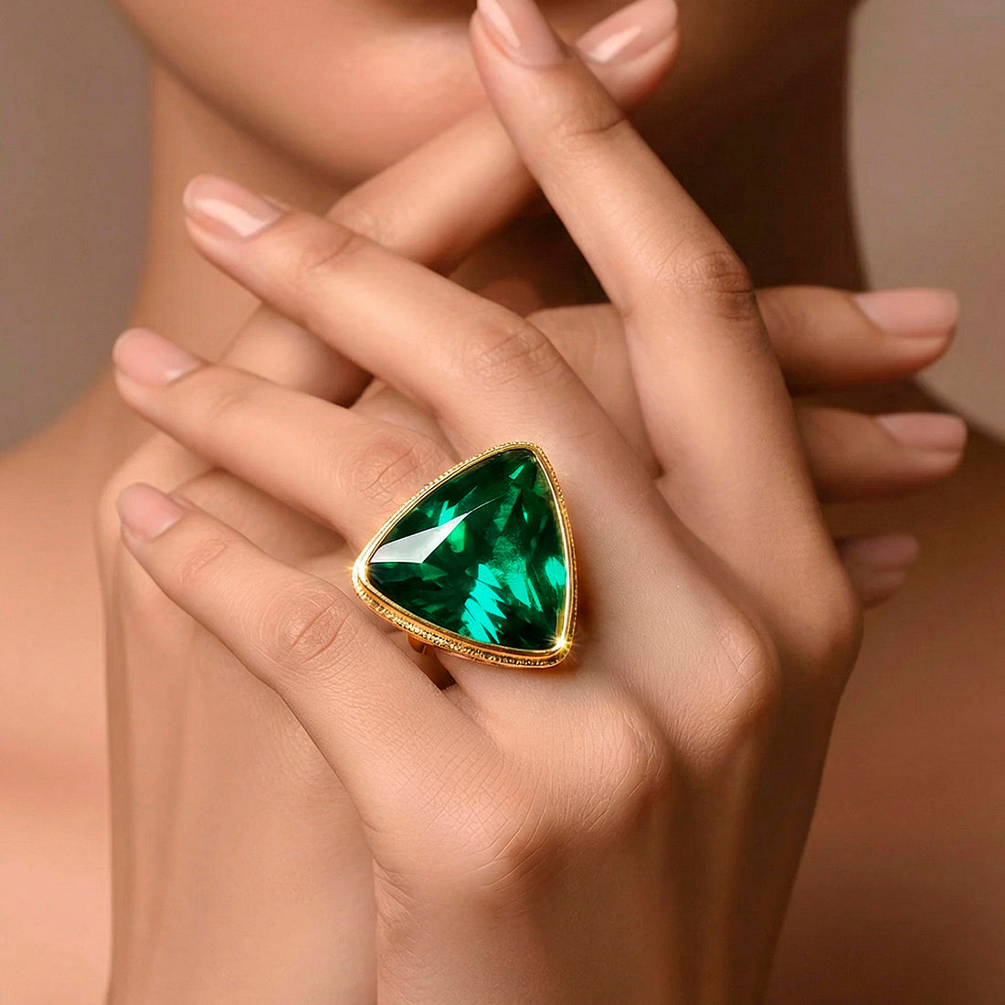 PRAO Ring Waterproof Trillion Crystal Cocktail (Adjustable Size)