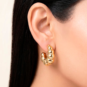 PRAO Earrings Anti-Tarnish Chunky Croissant Hoops