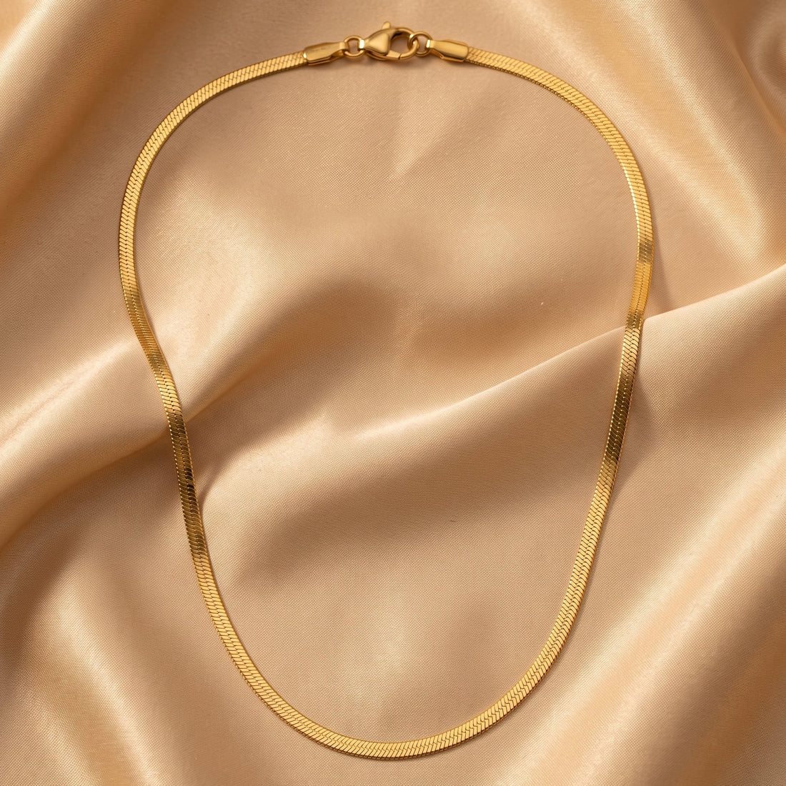 PRAO Necklace Anti-Tarnish Gold Plated Snake Chain