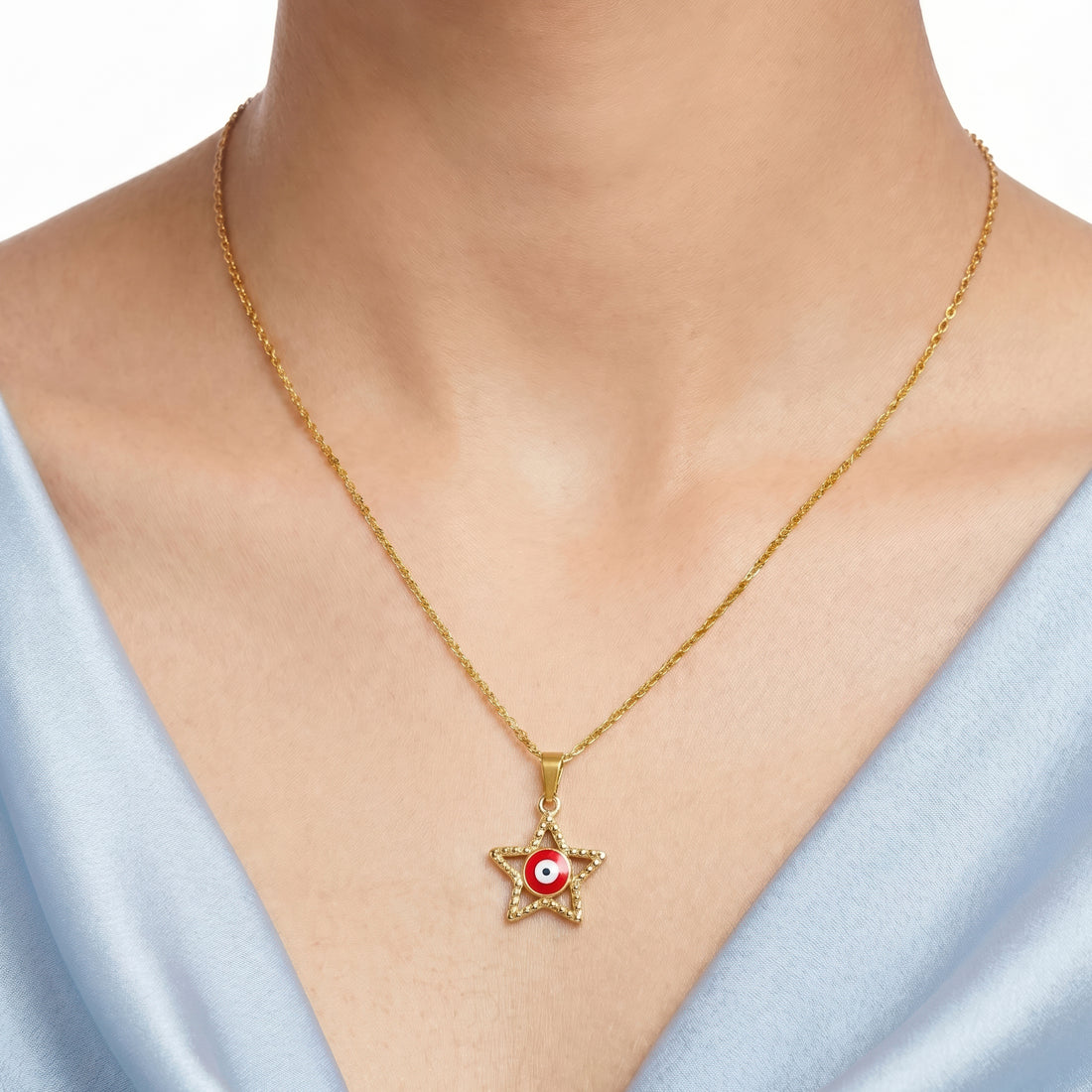 PRAO Necklace Anti-Tarnish Star Evil Eye Pendant