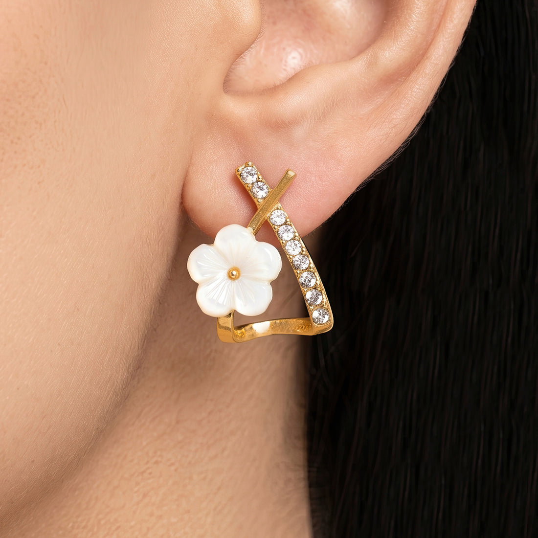 PRAO Earrings Anti-Tarnish Floral Geometric Dangles
