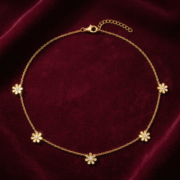 PRAO Necklace Anti-Tarnish Gold Plated Daisy Flowers