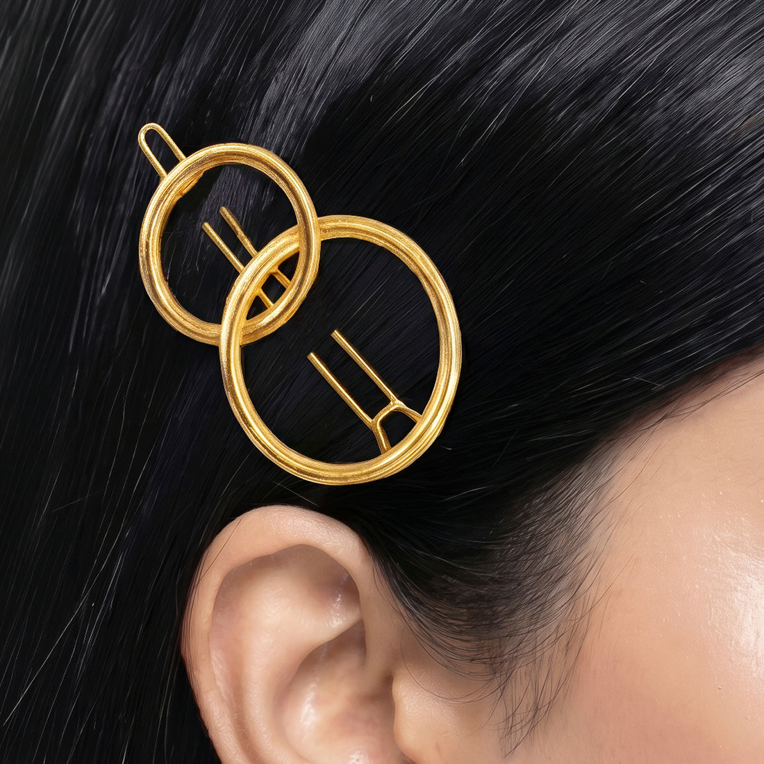 PRAO Hair Clip Anti-Tarnish Overlapping Circles Design