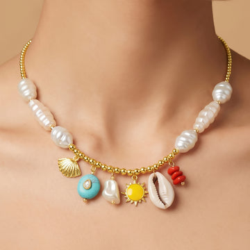 PRAO Necklace Anti-Tarnish Baroque Pearl Seashell