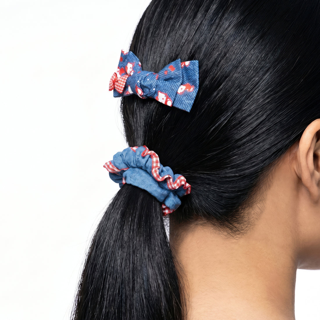 PRAO Scrunchie Denim Bow