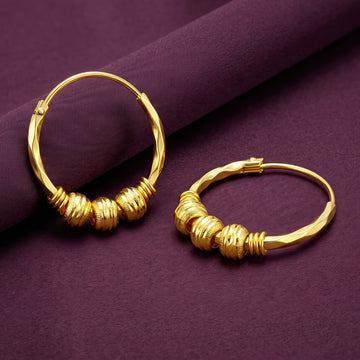 PRAO Earrings Anti-Tarnish Gold Plated Beaded Wire Hoops