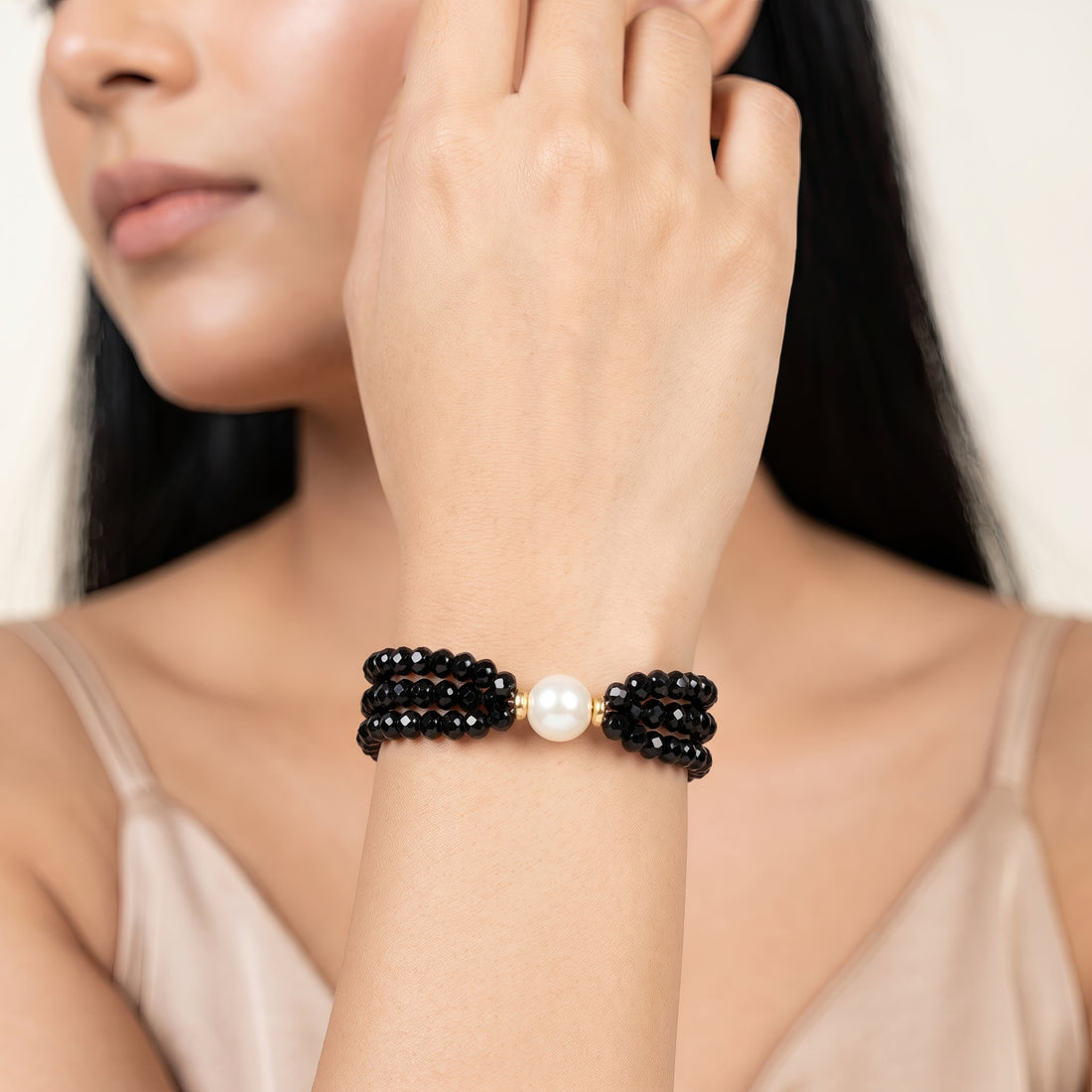 PRAO Bracelet Anti-Tarnish Black Pearl Beads (Adjustable Size)
