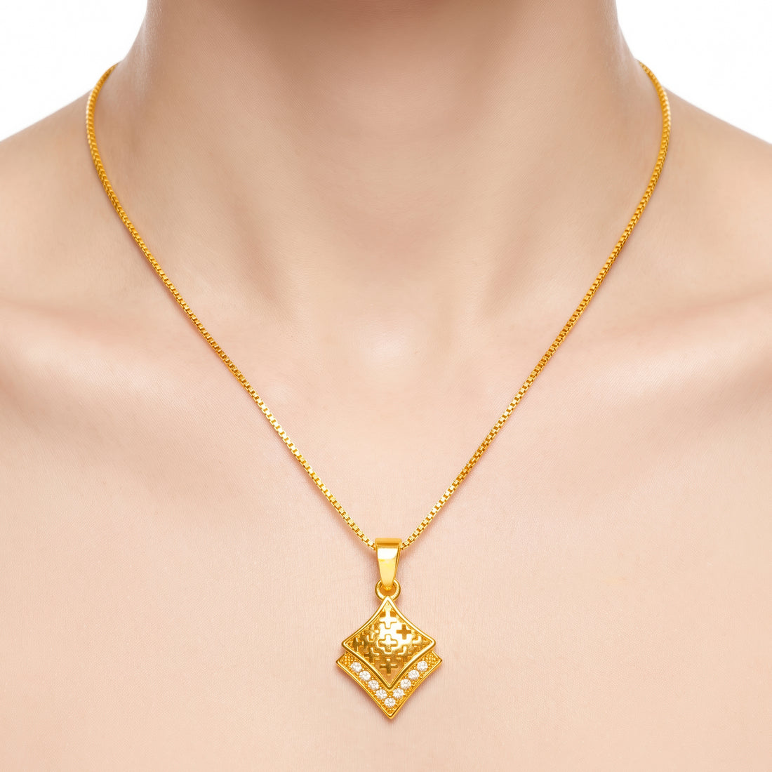 PRAO Necklace Anti-Tarnish Diamond Filigree Chain