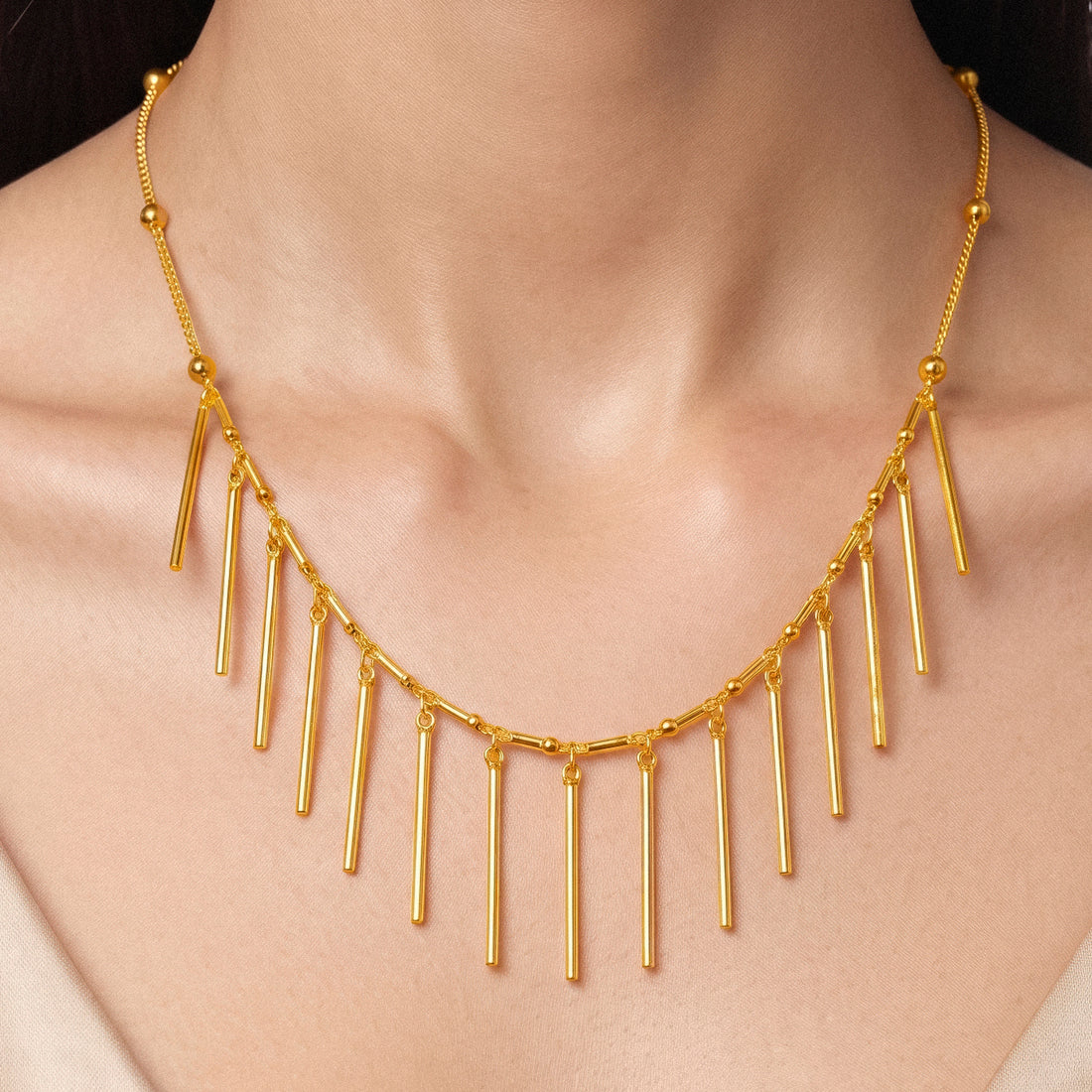 PRAO Necklace Anti-Tarnish Bar Charm Chain