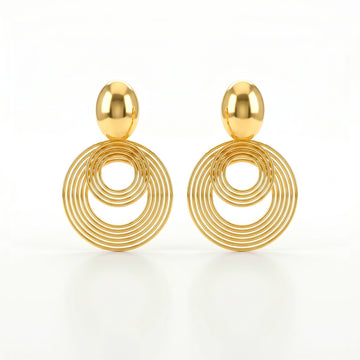 PRAO Earrings Anti-Tarnish Dangles With Multi-Layered Spiral Design