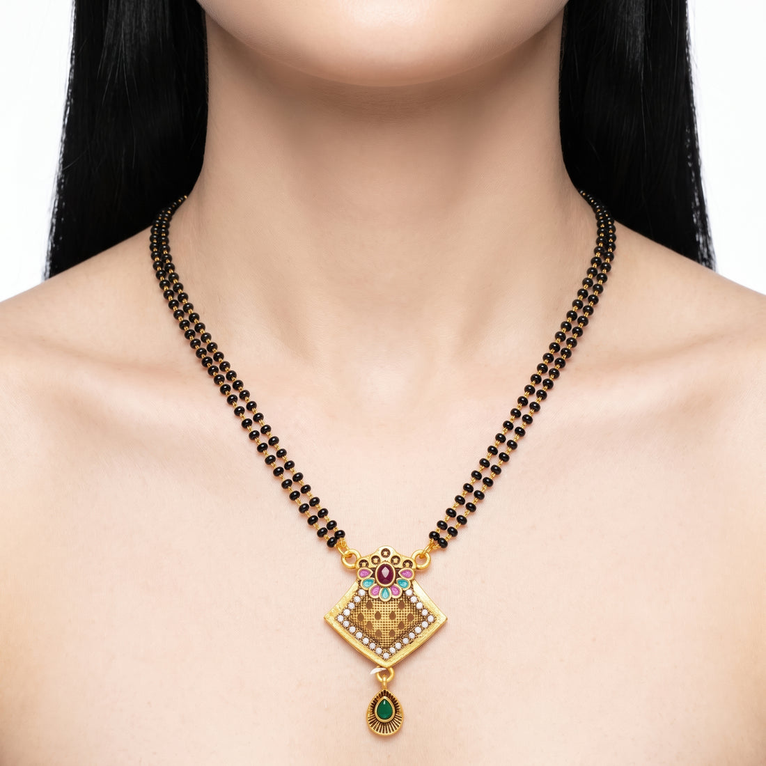 PRAO Necklace Anti-Tarnish Diamond Pendant Mangalsutra