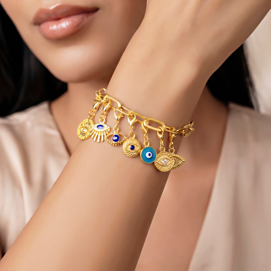 PRAO Bracelet Anti-Tarnish Evil Eye Charms (Adjustable Size)