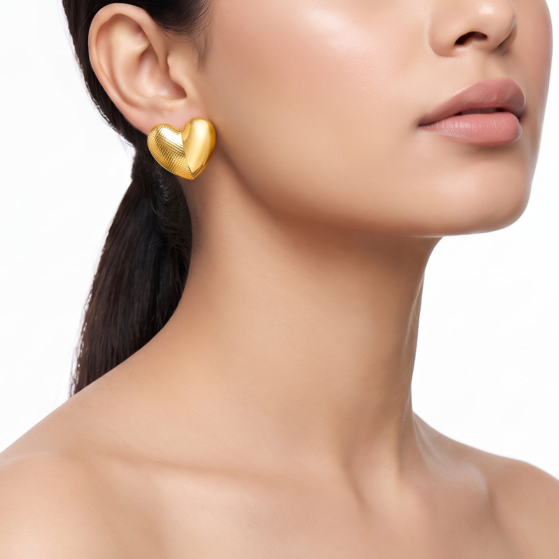 PRAO Earrings Anti-Tarnish Polished Heart