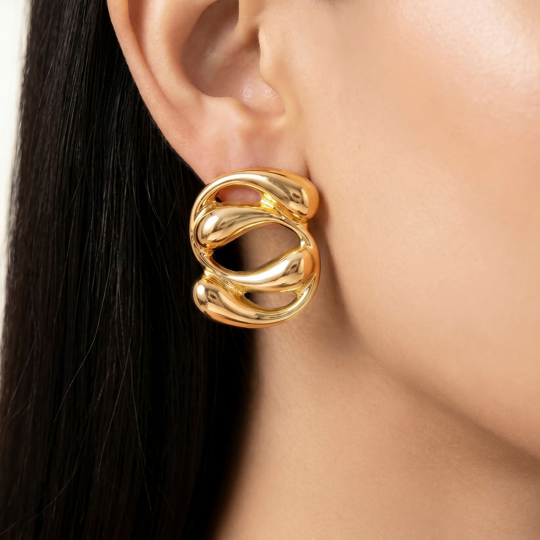 PRAO Earrings Anti-Tarnish Teardrop Abstract Studs