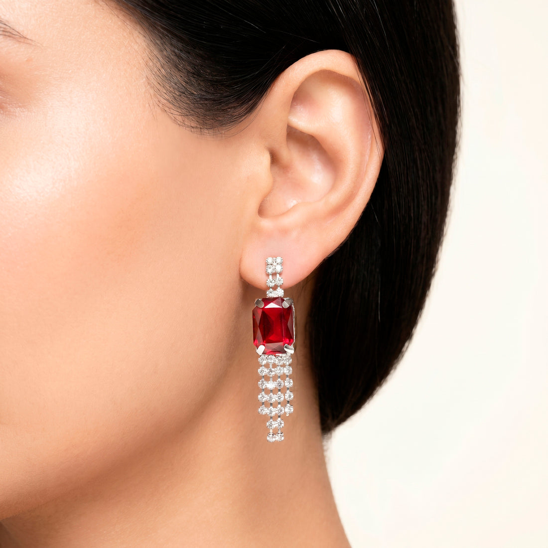PRAO Necklace Anti-Tarnish Multi Color Crystal Fringe Set With Earrings