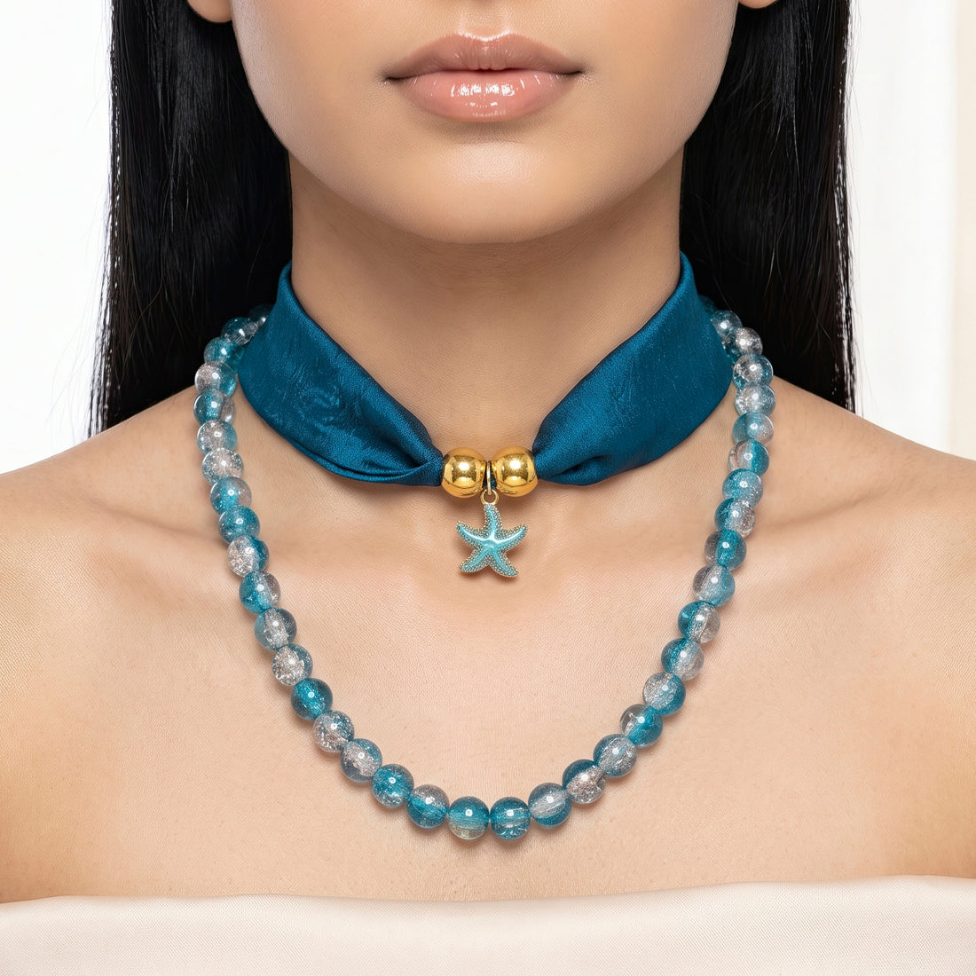 PRAO Necklace Anti-Tarnish Fabric Starfish Charms