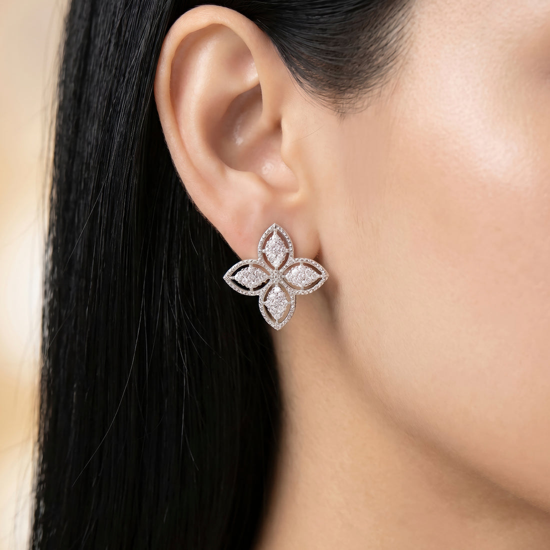 PRAO Earrings Anti-Tarnish Butterfly Pave Crystal Studs