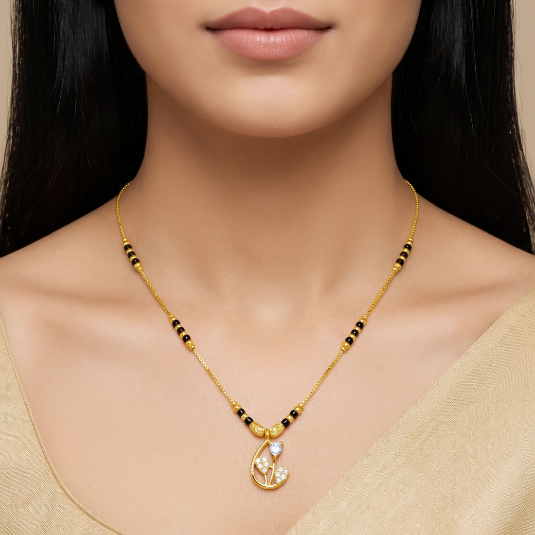 PRAO Necklace Anti-Tarnish Floral Crystal Chain
