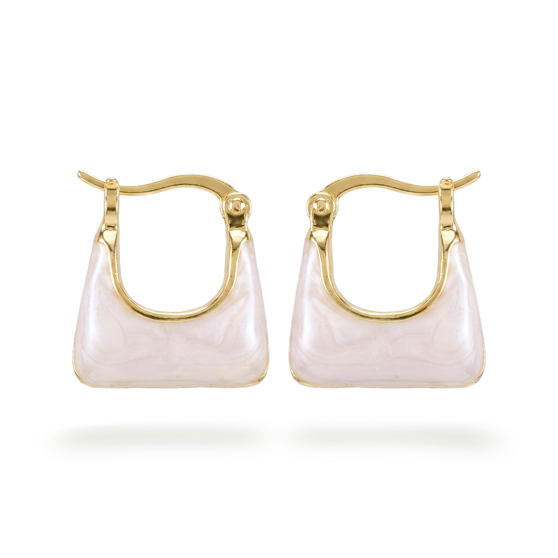 PRAO Earrings Anti-Tarnish Square Enamel Mini Hoops