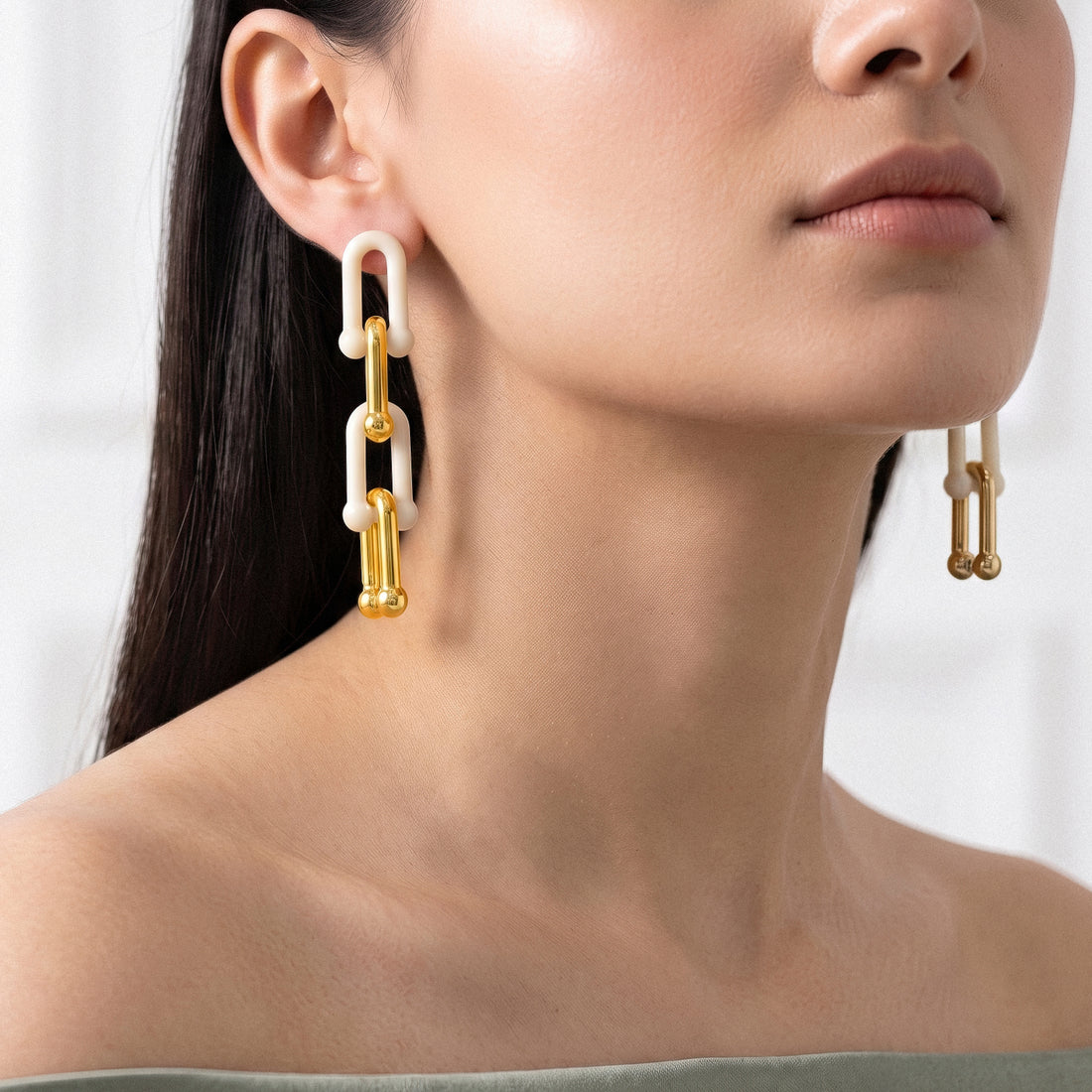 PRAO Earrings Resin U-Link Dangles