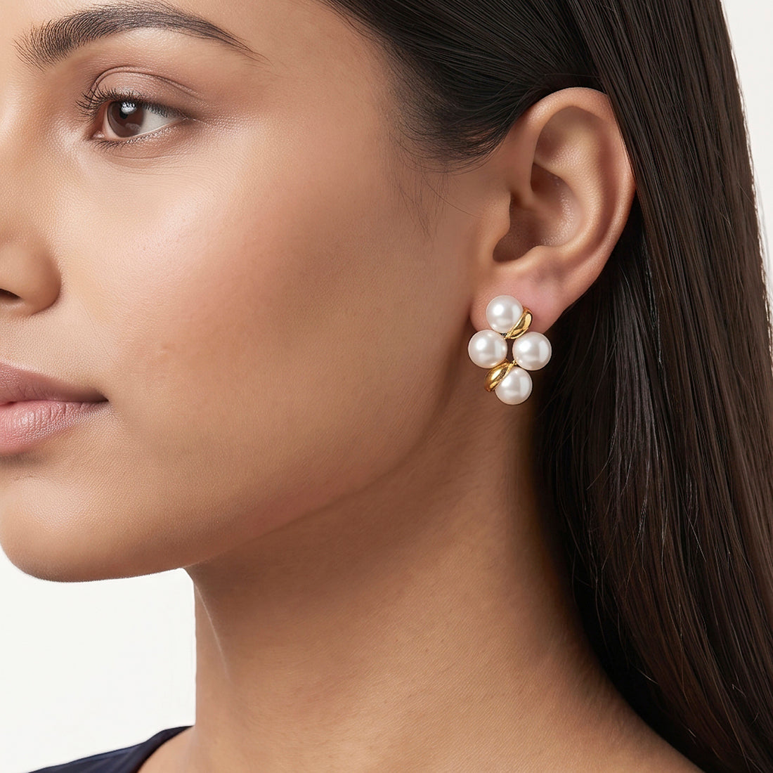 PRAO Earrings Anti-Tarnish Pearl Cluster Studs