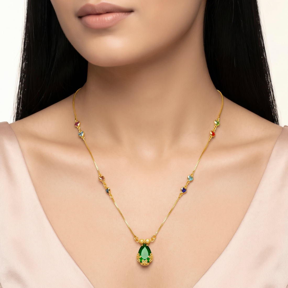 PRAO Necklace Anti-Tarnish Filigree Teardrop Chain
