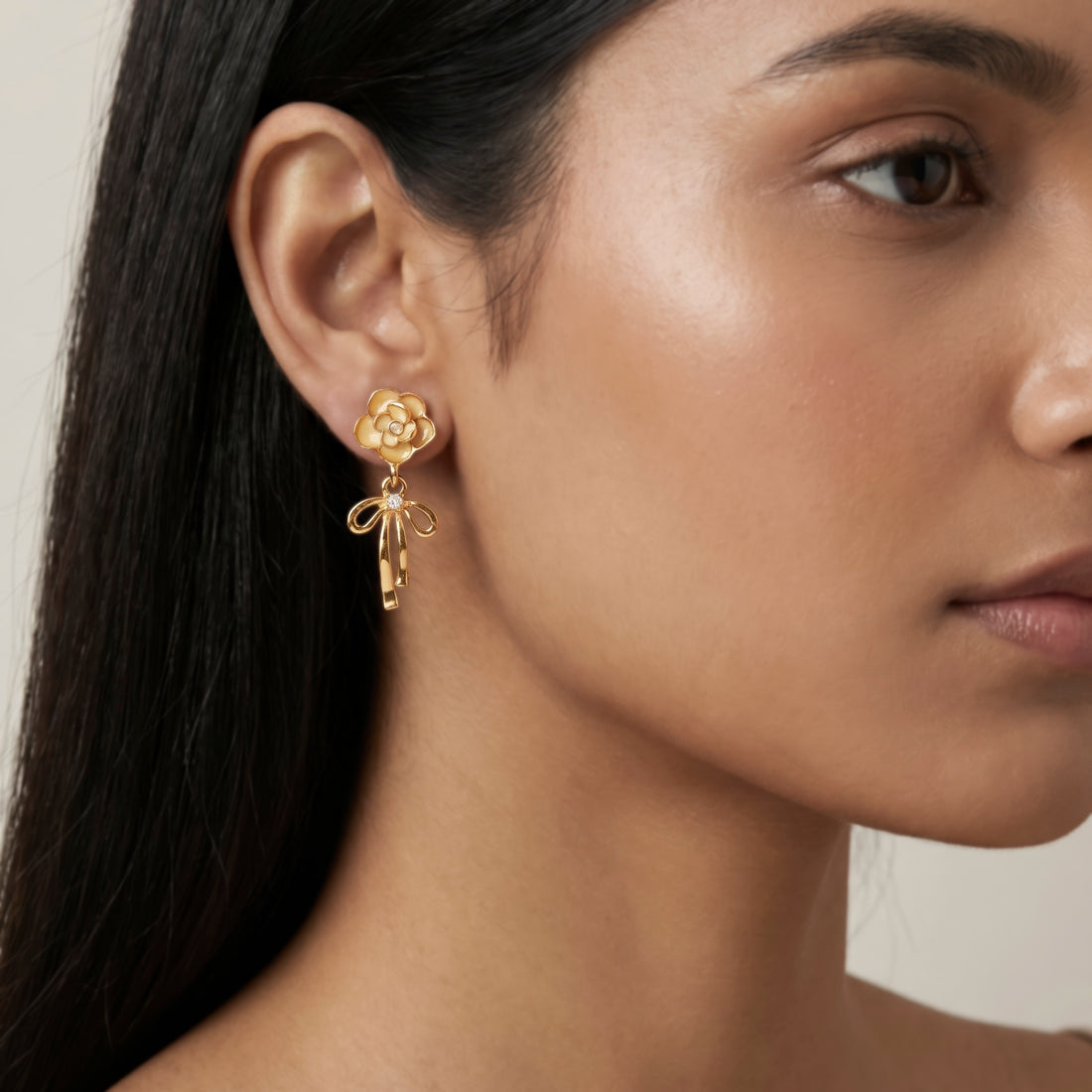 PRAO Earrings Anti-Tarnish Enamel Flower Bow Drop