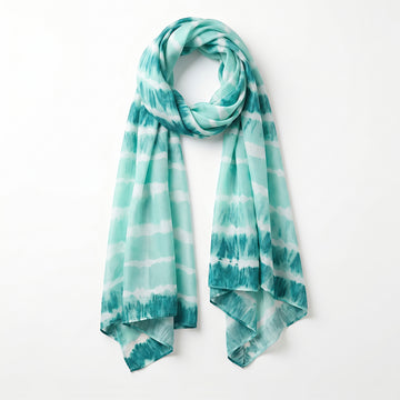 PRAO Stole Sea Green Printed Fabric (Free Size)