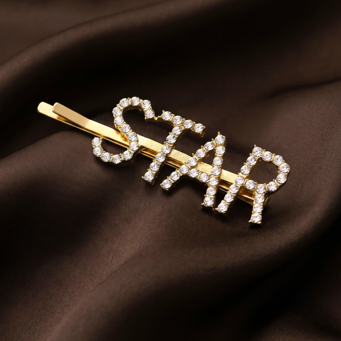 PRAO Hair Clip Anti-Tarnish Gold-Tone "STAR" Rhinestone