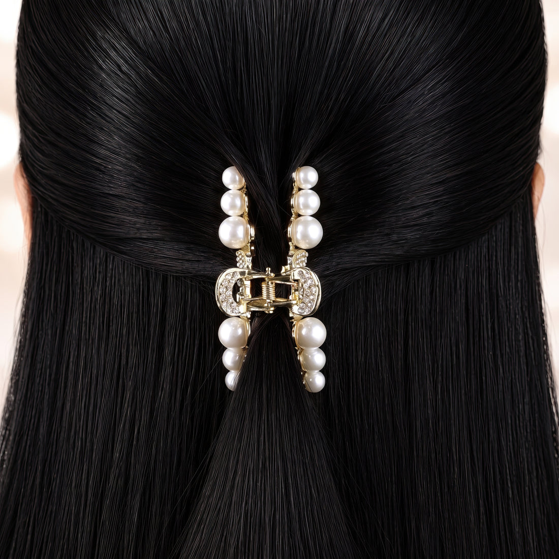 PRAO Hair Claw Clip Anti-Tarnish Pearl Bow