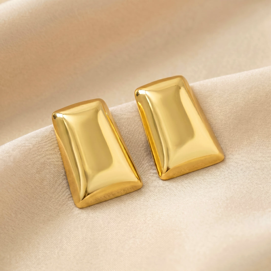 PRAO Earrings Anti-Tarnish Rectangular Metallic Statement