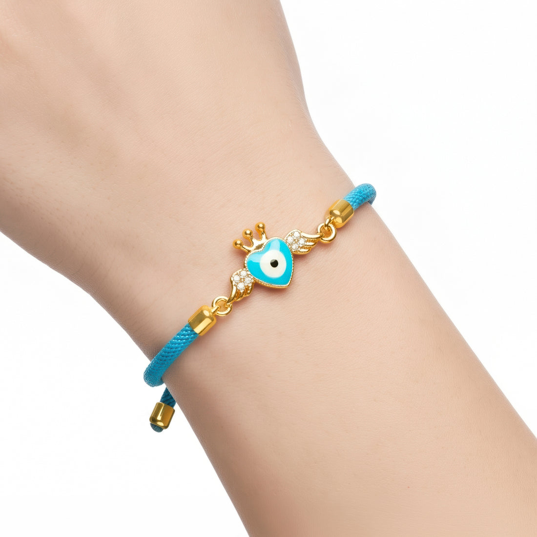 PRAO Bracelet Anti-Tarnish Winged Heart Evil Eye Charm (Adjustable Size)