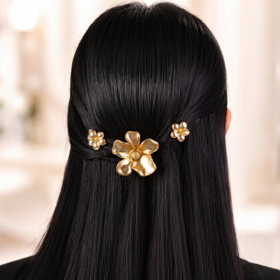 Prao Hair Claw Clip Anti-Tarnish Triple Flower