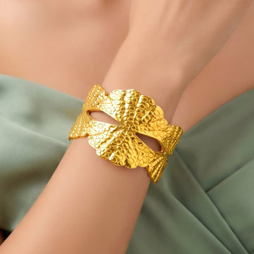 PRAO Bracelet Anti-Tarnish Butterfly Filigree Cuff (Adjustable Size)