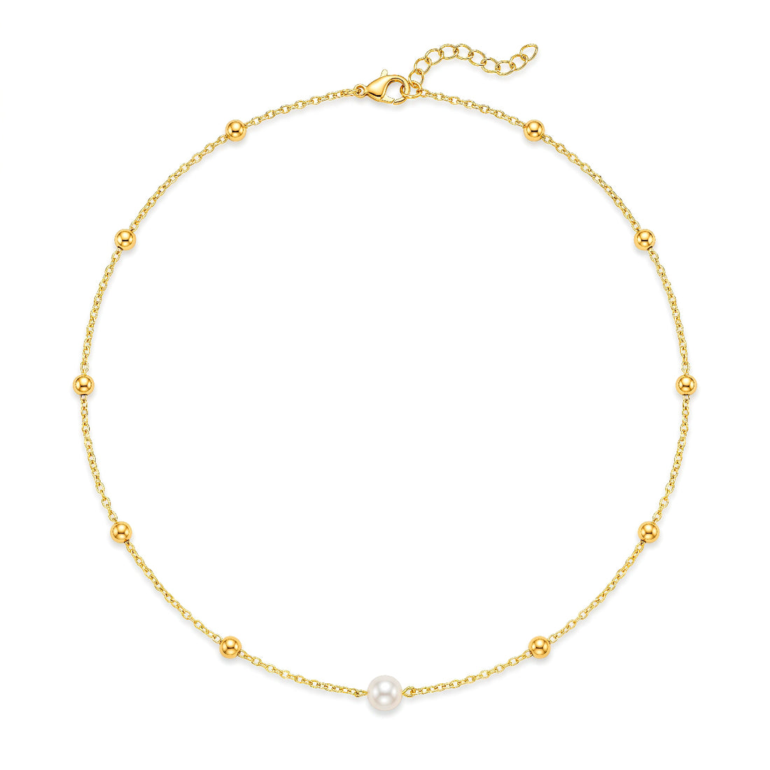 PRAO Necklace Anti-Tarnish Beaded Pearl Pendant