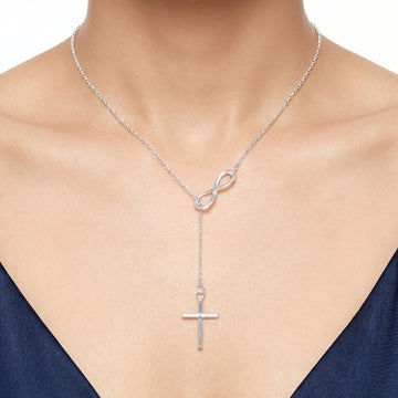 PRAO Necklace Anti-Tarnish Infinity And Cross Charms Minimalist
