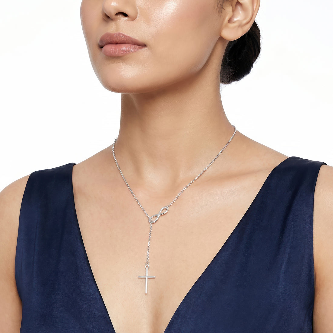 PRAO Necklace Anti-Tarnish Infinity And Cross Charms Minimalist
