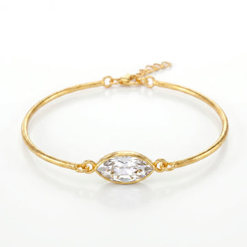 PRAO Bracelet Anti-Tarnish Gold Plated Crystal Bangle (Adjustable Size)