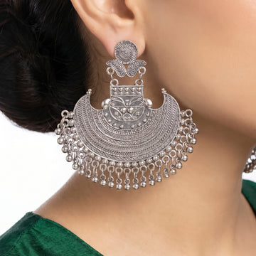 PRAO Earrings Anti-Tarnish Crescent Tribal Ghungroos