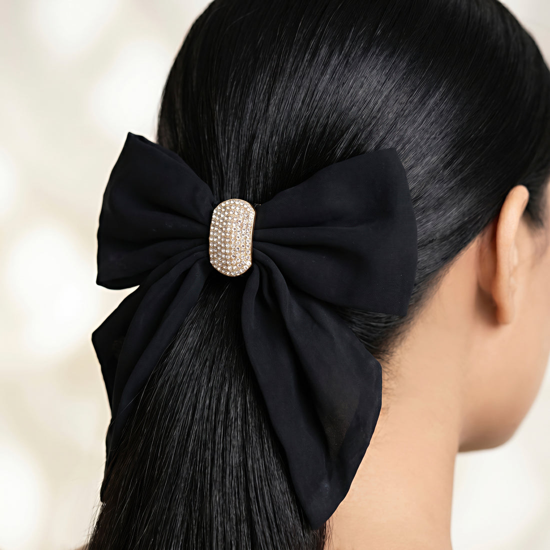 PRAO Hair Clip Anti-Tarnish Black Satin Bow