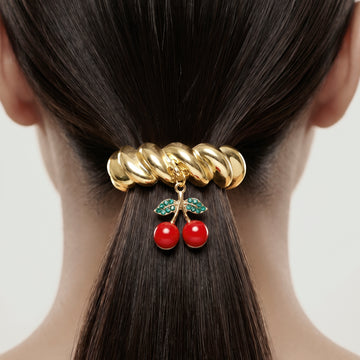 PRAO Hair Tie Anti-Tarnish Hair Rubber Band With Cherry Charm