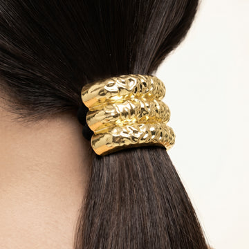 PRAO Hair Tie Anti-Tarnish Gold Textured Metal