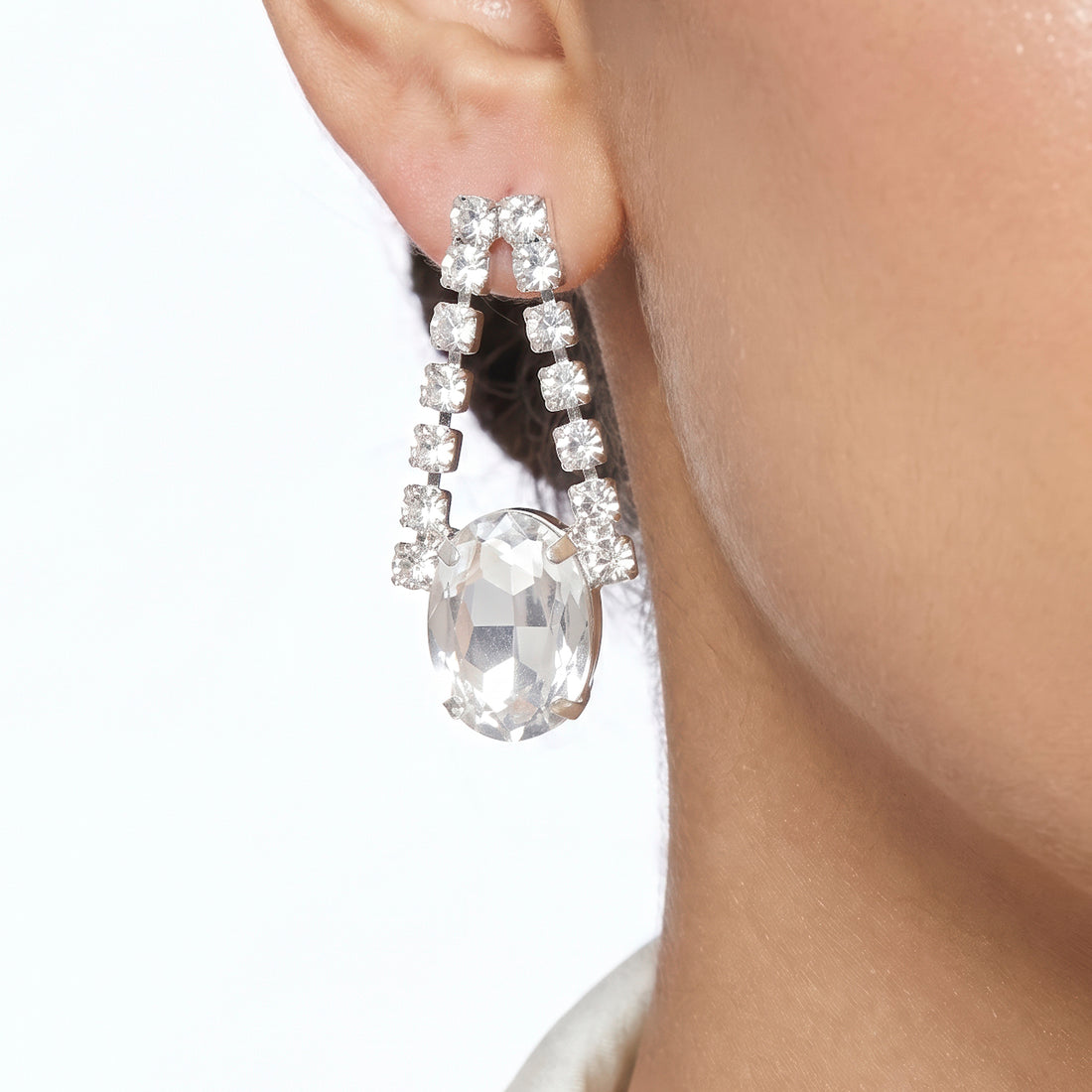 PRAO Necklace Anti-Tarnish Double Layer Crystal Pendant Set With Earrings
