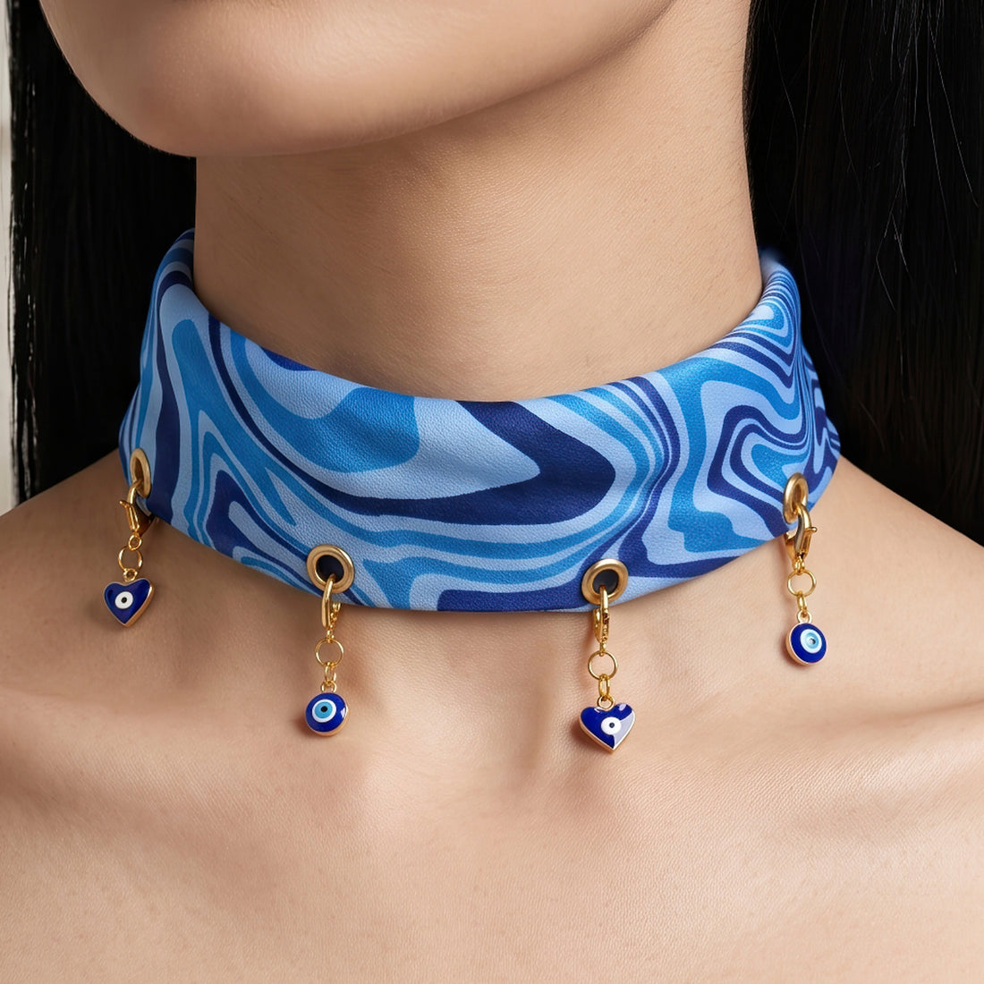 PRAO Scarf Necklace Anti-Tarnish Evil Eye Charms